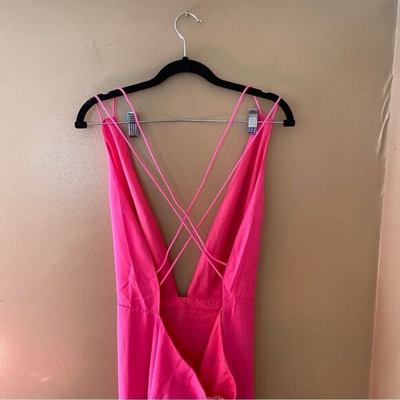 Superdown Lucinda Strappy Maxi Dress in Hot Pink strappy wedding party Revolve - Picture 9 of 12